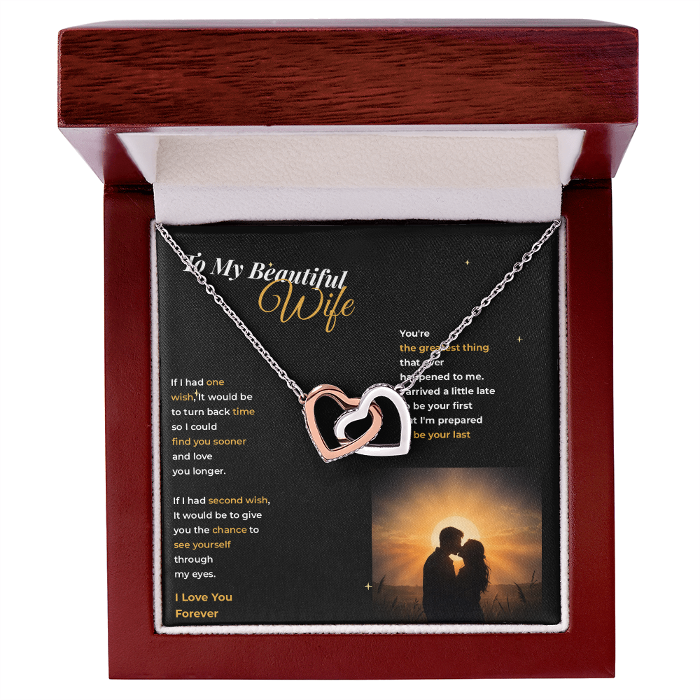 To My Beautiful Wife — Interlocking Hearts Necklace