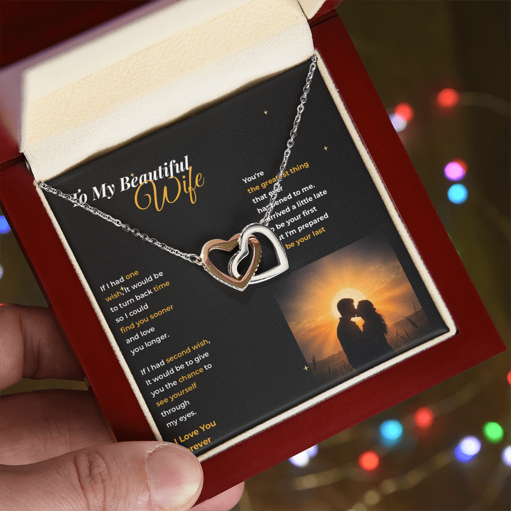 To My Beautiful Wife — Interlocking Hearts Necklace