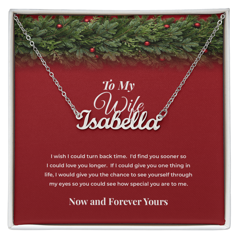 To My Wife — Personalized Name Necklace with Her Name Engraved (Christmas Edition)