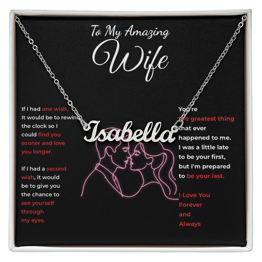 To My Amazing Wife — Personalized Name Necklace (Pink Line-Art Edition)