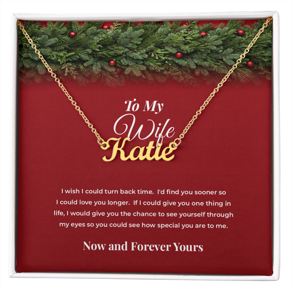 To My Wife — Personalized Name Necklace with Her Name Engraved (Christmas Edition)
