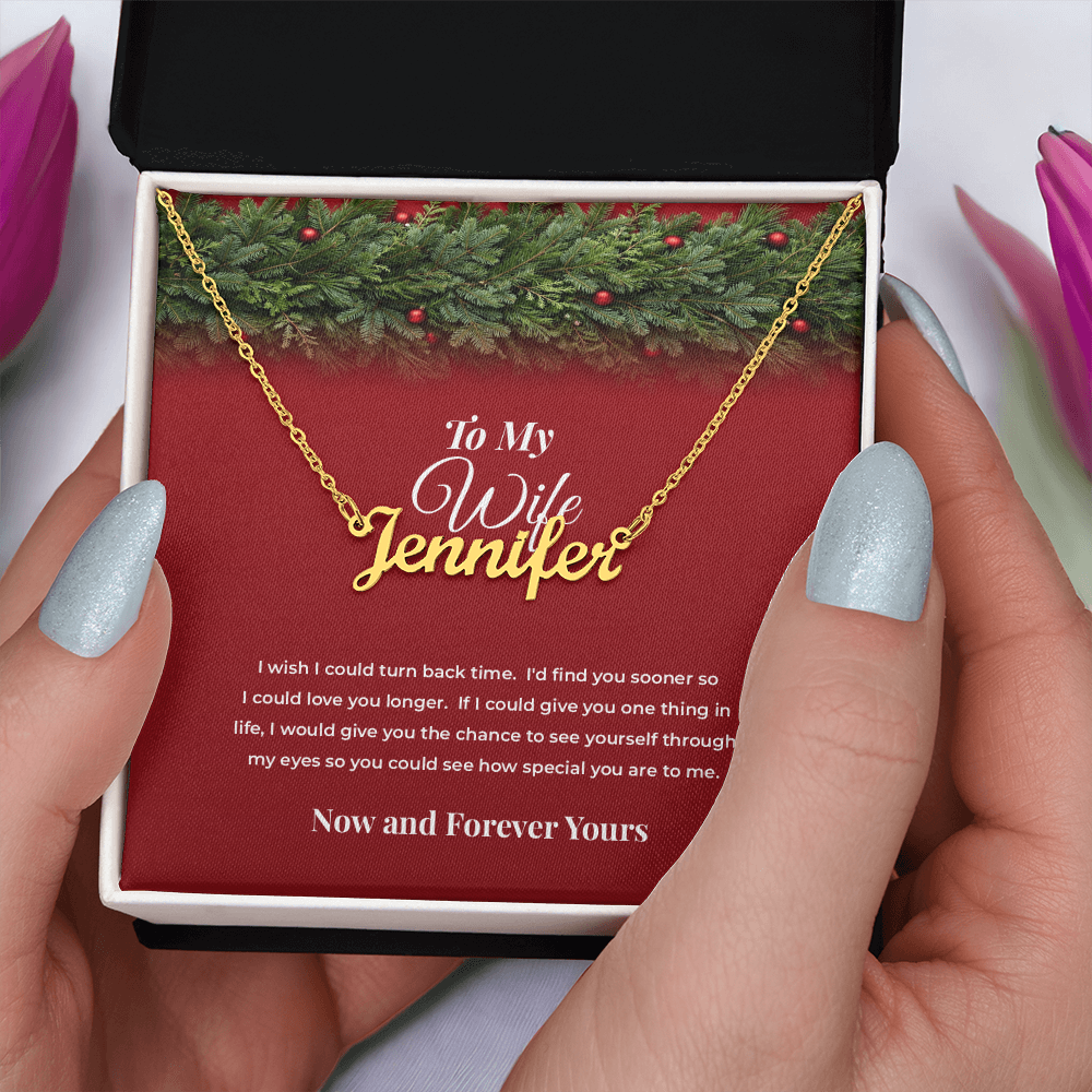 To My Wife — Personalized Name Necklace with Her Name Engraved (Christmas Edition)