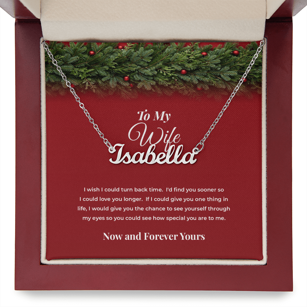 To My Wife — Personalized Name Necklace with Her Name Engraved (Christmas Edition)