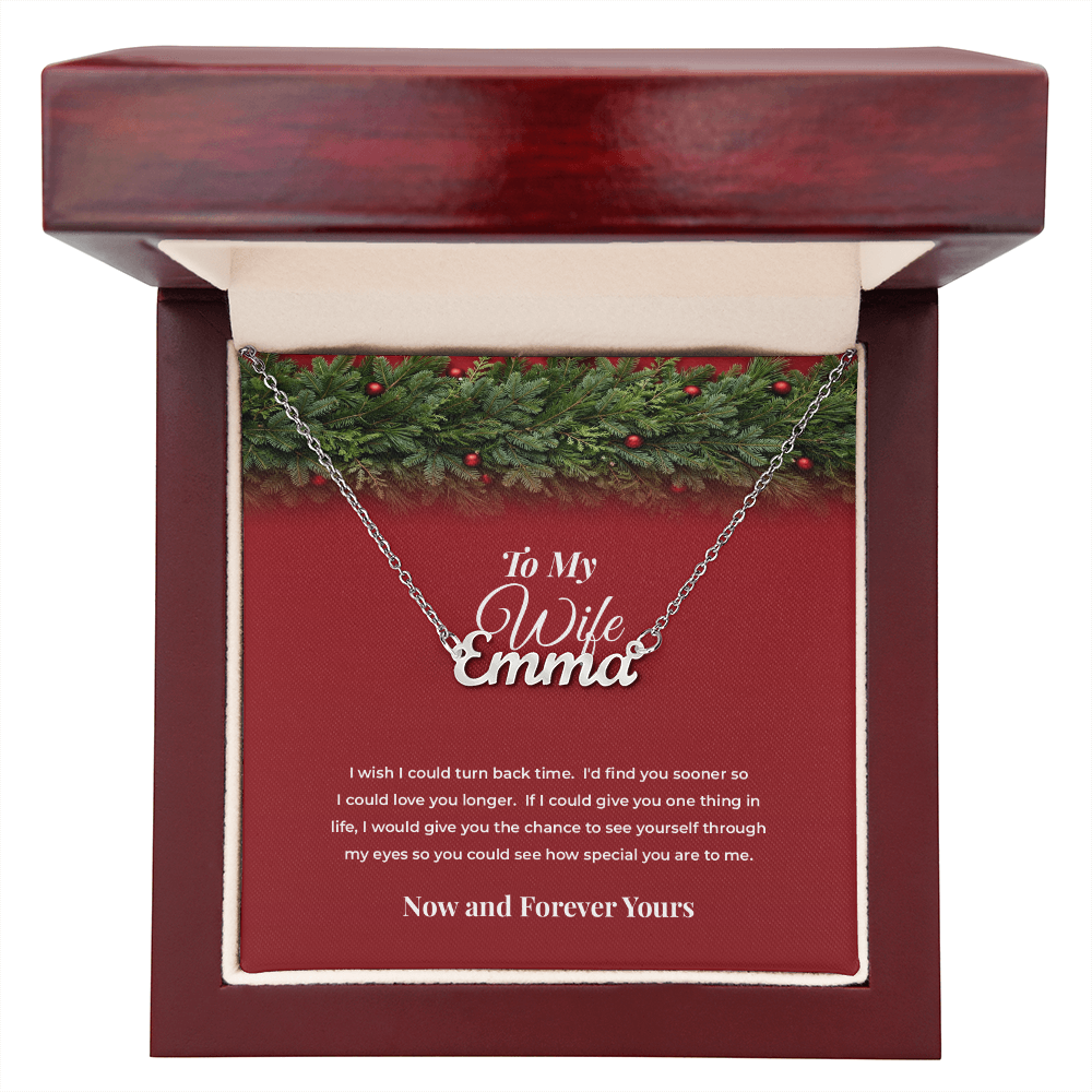 To My Wife — Personalized Name Necklace with Her Name Engraved (Christmas Edition)