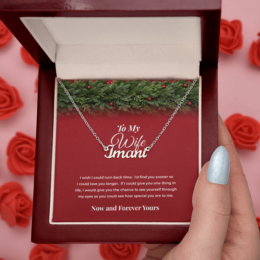 To My Wife — Personalized Name Necklace with Her Name Engraved (Christmas Edition)