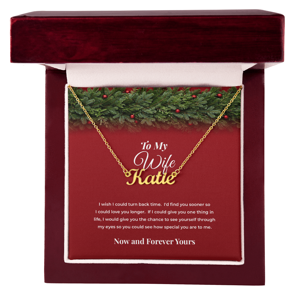 To My Wife — Personalized Name Necklace with Her Name Engraved (Christmas Edition)