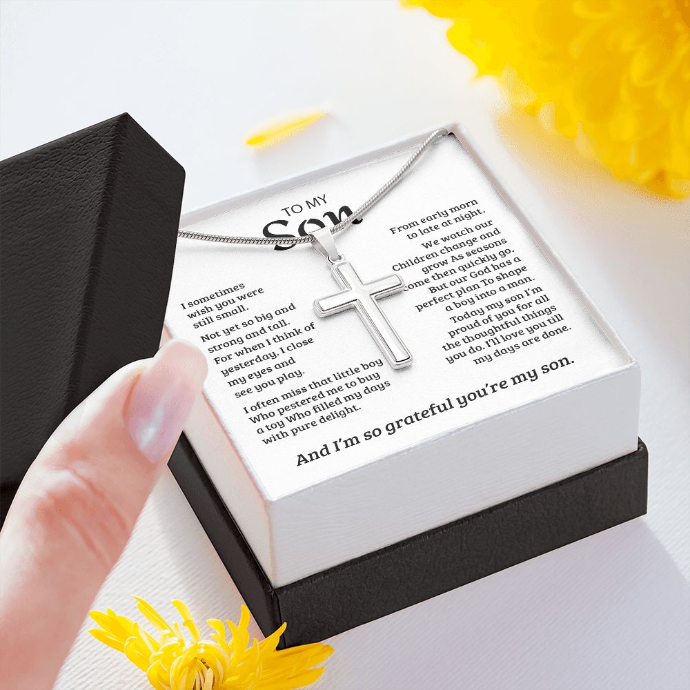 My Son | So Grateful -Stainless Steel Cross Necklace