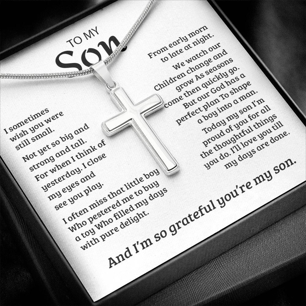 My Son | So Grateful -Stainless Steel Cross Necklace