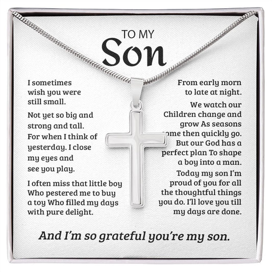 My Son | So Grateful -Stainless Steel Cross Necklace