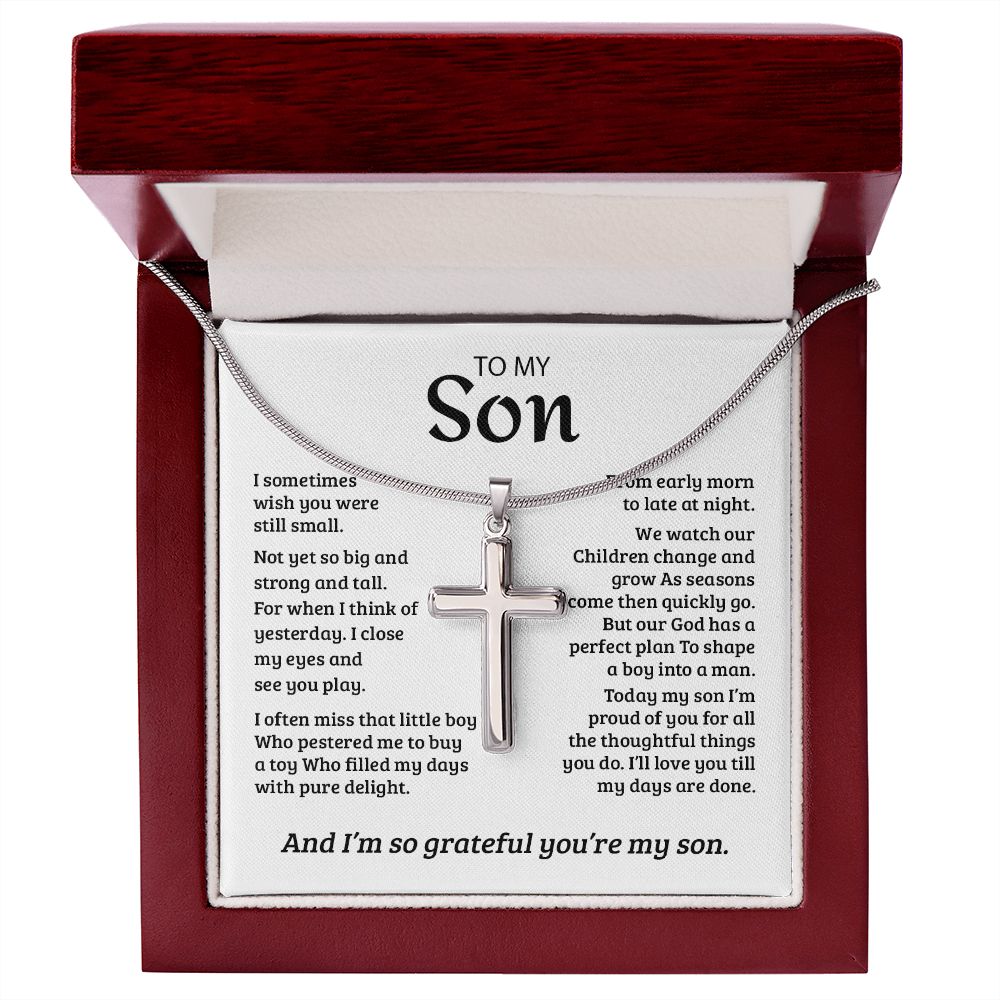 My Son | So Grateful -Stainless Steel Cross Necklace