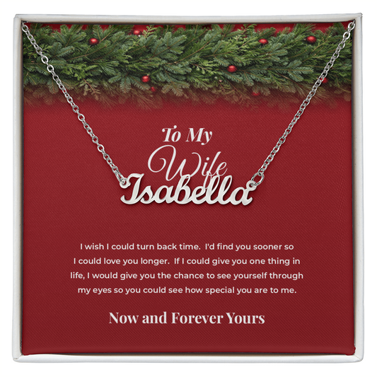 To My Wife — Personalized Name Necklace with Her Name Engraved (Christmas Edition)