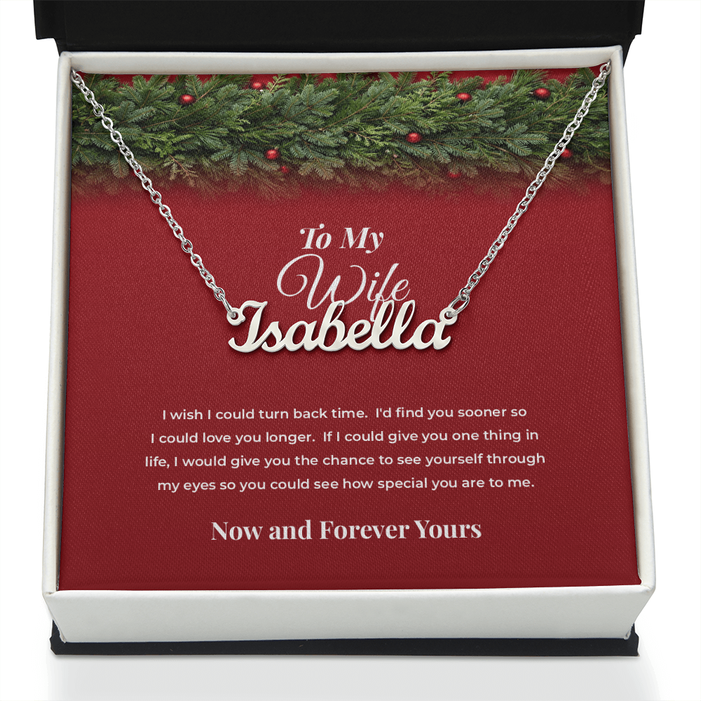 To My Wife — Personalized Name Necklace with Her Name Engraved (Christmas Edition)