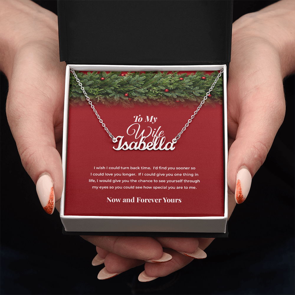 To My Wife — Personalized Name Necklace with Her Name Engraved (Christmas Edition)