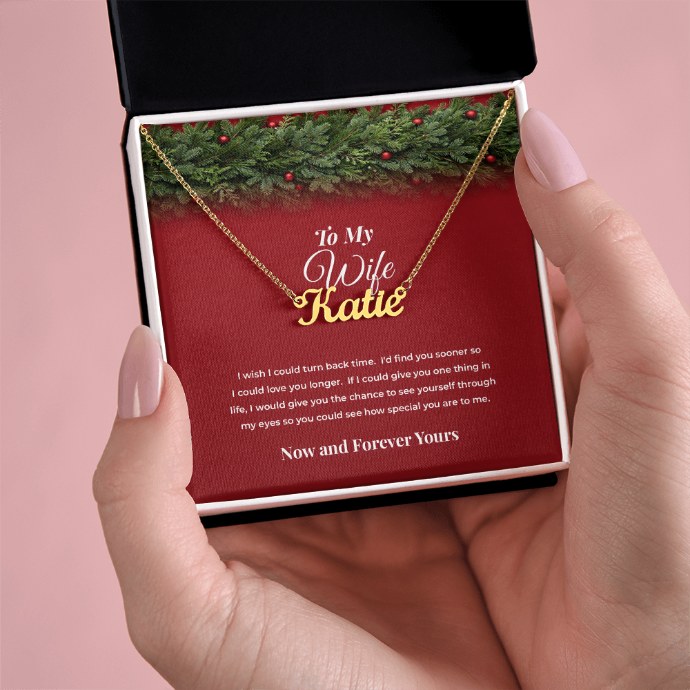 To My Wife — Personalized Name Necklace with Her Name Engraved (Christmas Edition)